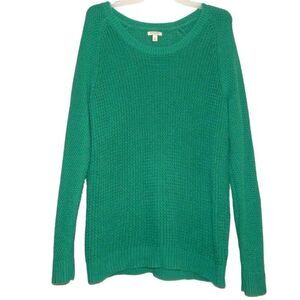 Sonoma Women’s Large Jade Green Knit Tunic Sweater Top Long Sleeve Cotton Blend